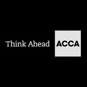 ACCA (Association of Chartered Certified Accountants) logo, presented in a stark black and white color scheme.